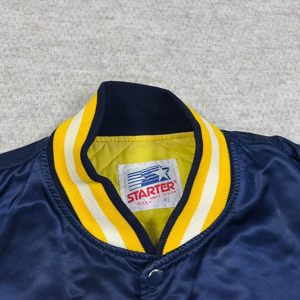 Vintage West Virginia Mountaineers Jacket Men XL Starter Satin Bomber  80s WVU‎ - Picture 3 of 16